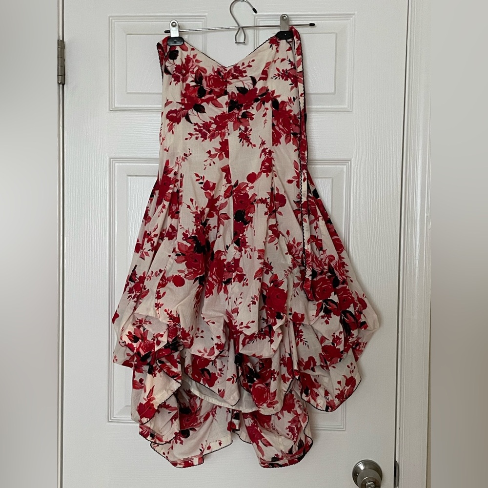 ModCloth Red and Cream Floral Halter Convertible Dress XL